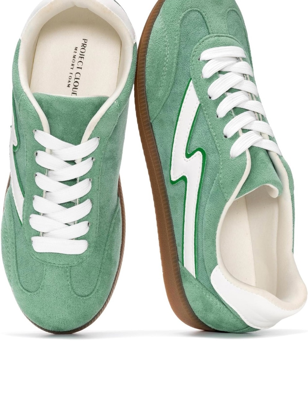 PROJECT_ CLOUD Green Suede Women's Sneakers with White Trim